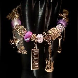 Gold and Purple Charm Bracelet